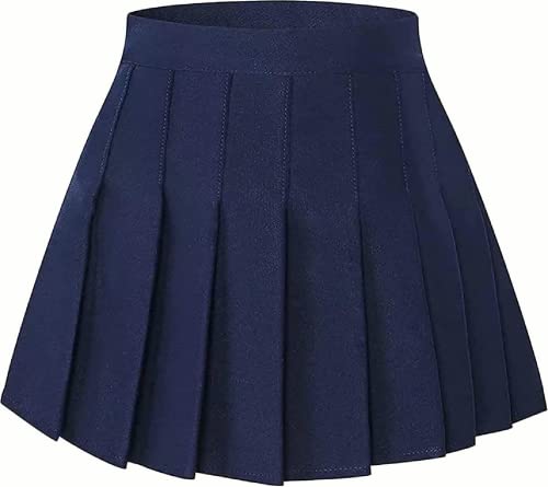 Amazon.com: Joe Wenko Girls Womens Navy Pleated Skirt, High Waist